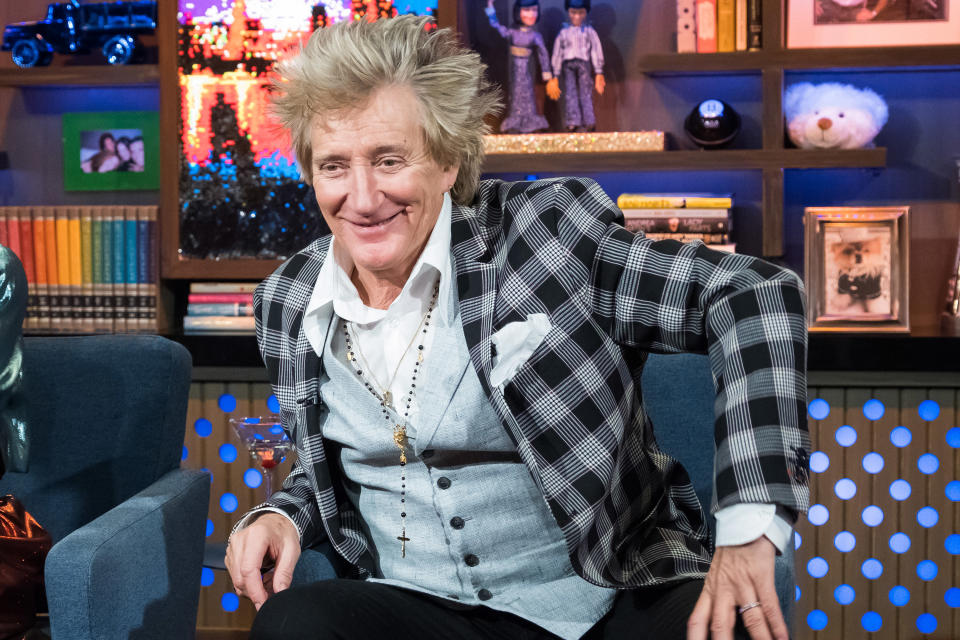 Rod Stewart, pictured in March, says he’s never cooked a meal in his life — at 73. And when he would break up with a woman, his first thought was always about who would then cook for him. (Photo: Charles Sykes/Bravo/NBCU Photo Bank via Getty Images)