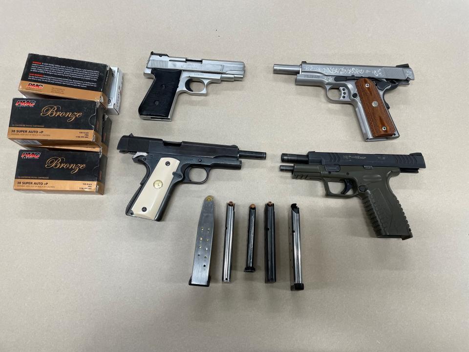 San Bernardino County Sheriff's Department deputies seized 10 guns and more than a pound of drugs during "Operation Consequences" raids throughout the county April 13 through April 19, 2024.