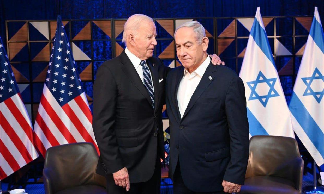 <span>Joe Biden with Benjamin Netanyahu in October last year. Aipac’s influence has been diminished by its unwavering backing of the Israeli PM.</span><span>Photograph: Avi Ohayon/Israel Gpo/Zuma Press Wire/Shutterstock</span>