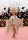 The songstress may have admitted to being confused by the 'camp' theme, but Celine Dion certainly delivered on the red carpet dressed in Judy Garland inspired bodysuit by Oscar de la Renta - complete with a showgirl-worthy headpiece of course. [Photo: Getty]