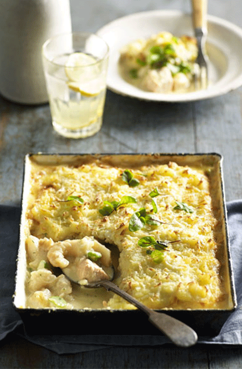 Creamy seafood pie has never been such a catch! With a rich potato and haloumi topping, you’ll find this version is a winner.<br><br><a rel="nofollow" href="https://au.lifestyle.yahoo.com/better-homes-gardens/recipes/r/29744124/better-homes-and-gardens-seafood-pie/" data-ylk="slk:Seafood pie recipe.;elm:context_link;itc:0;sec:content-canvas" class="link ">Seafood pie recipe.</a>