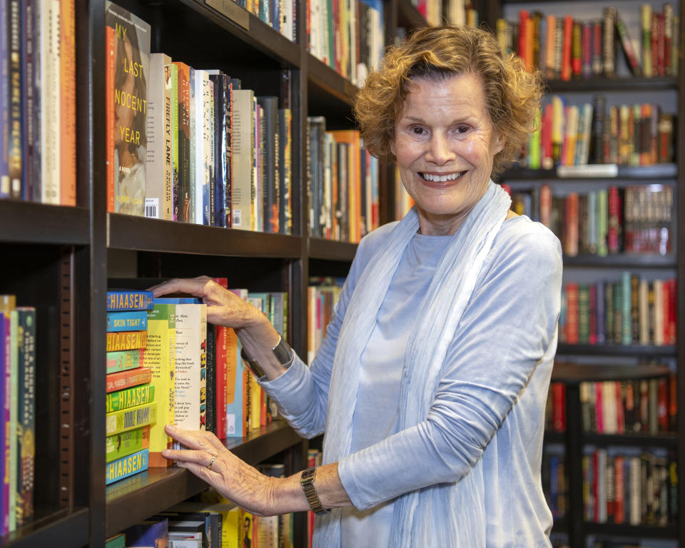 Writer Judy Blume, author of "Are You There God? It's Me, Margaret," poses for a portrait at Books and Books, her non-profit bookstore on Sunday, March 26, 2023, in Key West, Fla. (AP Photo/Mary Martin)