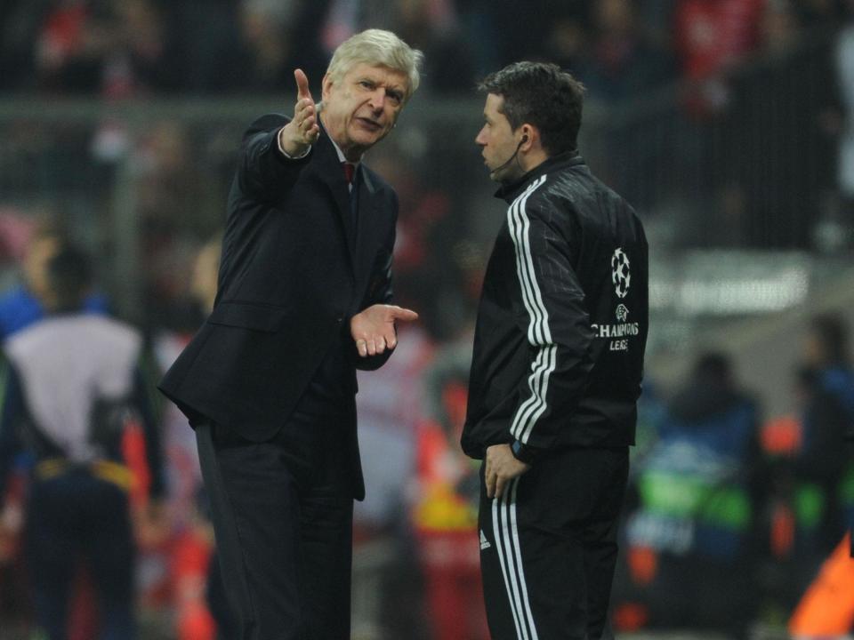 Wenger displayed his frustration on the sidelines at the Allianz Arena (Getty)