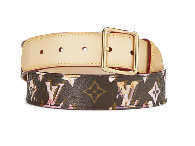 LOUIS VUITTON Ceinture Monogram Canvas Belt LV Logo Square Gold Buckle