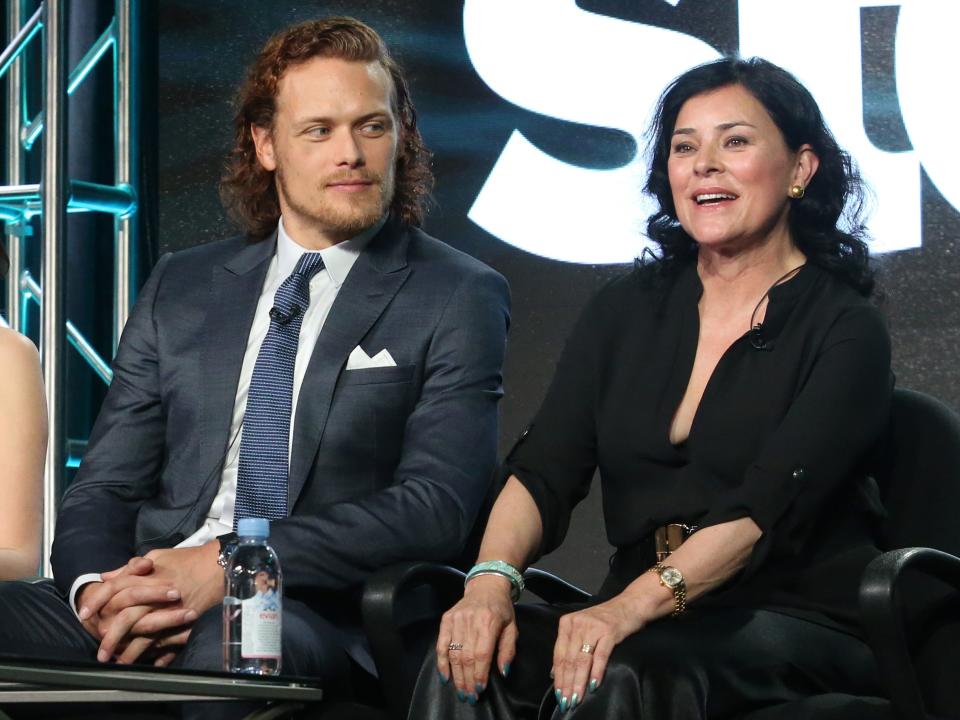 Diana Gabaldon and actor Sam Heughan at an event together in 2016.