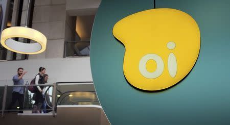 The logo of Brazil's largest fixed-line telecoms group Oi is seen inside a shop at a shopping centre in Sao Paulo November 14, 2014. REUTERS/Nacho Doce