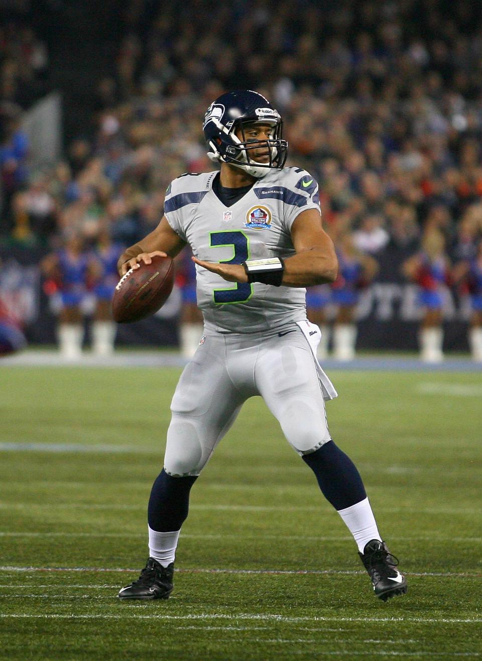 TORONTO, ON - DECEMBER 16: Russell Wilson #3 of the Seattle Seahawks looks to throw against the Buffalo Bills at Rogers Centre on December 16, 2012 in Toronto, Ontario. (Photo by Rick Stewart/Getty Images)