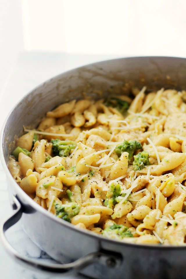 <p>It's just as good as when you made it with Velveeta. Promise.</p><p>Get the recipe from <a rel="nofollow noopener" href="http://diethood.com/chicken-broccoli-shells-cheese/" target="_blank" data-ylk="slk:Diethood;elm:context_link;itc:0;sec:content-canvas" class="link ">Diethood</a>.</p>