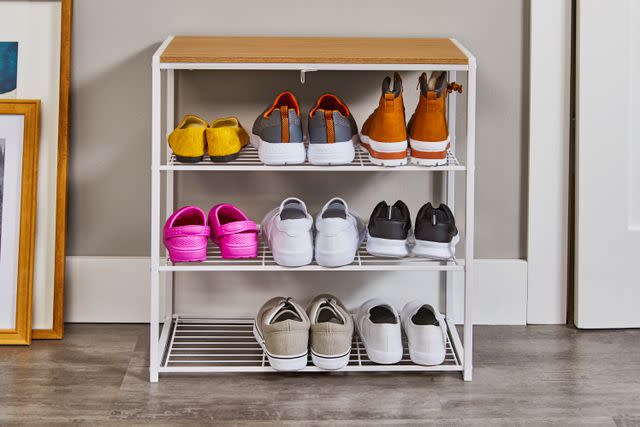 <p>People / Henry Wortock</p> A 4-tier shoe rack from Target's home brand, Brightroom