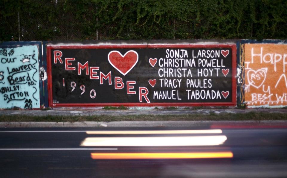 <div class="inline-image__caption"><p>A memorial graffiti with names of the 1990 murders by serial killer Danny Rolling is seen in Gainesville, Florida, on October 24, 2006.</p></div> <div class="inline-image__credit">Carlos Barria/Reuters</div>