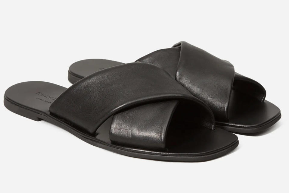 sandals, square toe, black, everlane