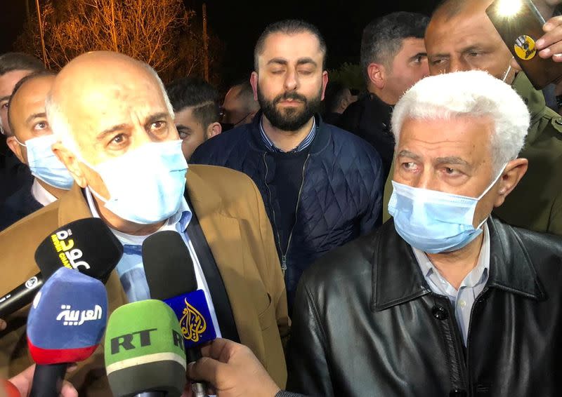 Jibril Rajoub, a senior Fatah official arrives to register Fatah list for the upcoming parliamentary elections, in Ramallah