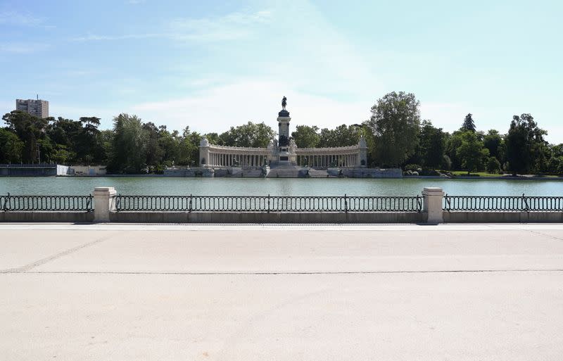 A view of an empty Retiro Park amid the coronavirus disease (COVID-19) outbreak in Madrid