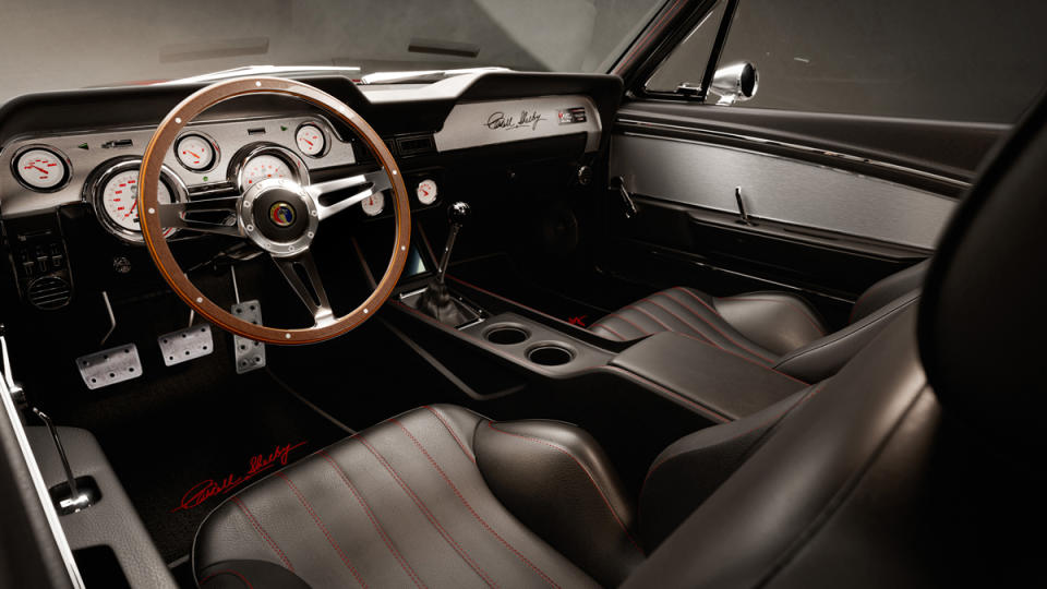 The interior of a 1967 Shelby GT500CR, a reimagined Mustang from Classic Recreations.