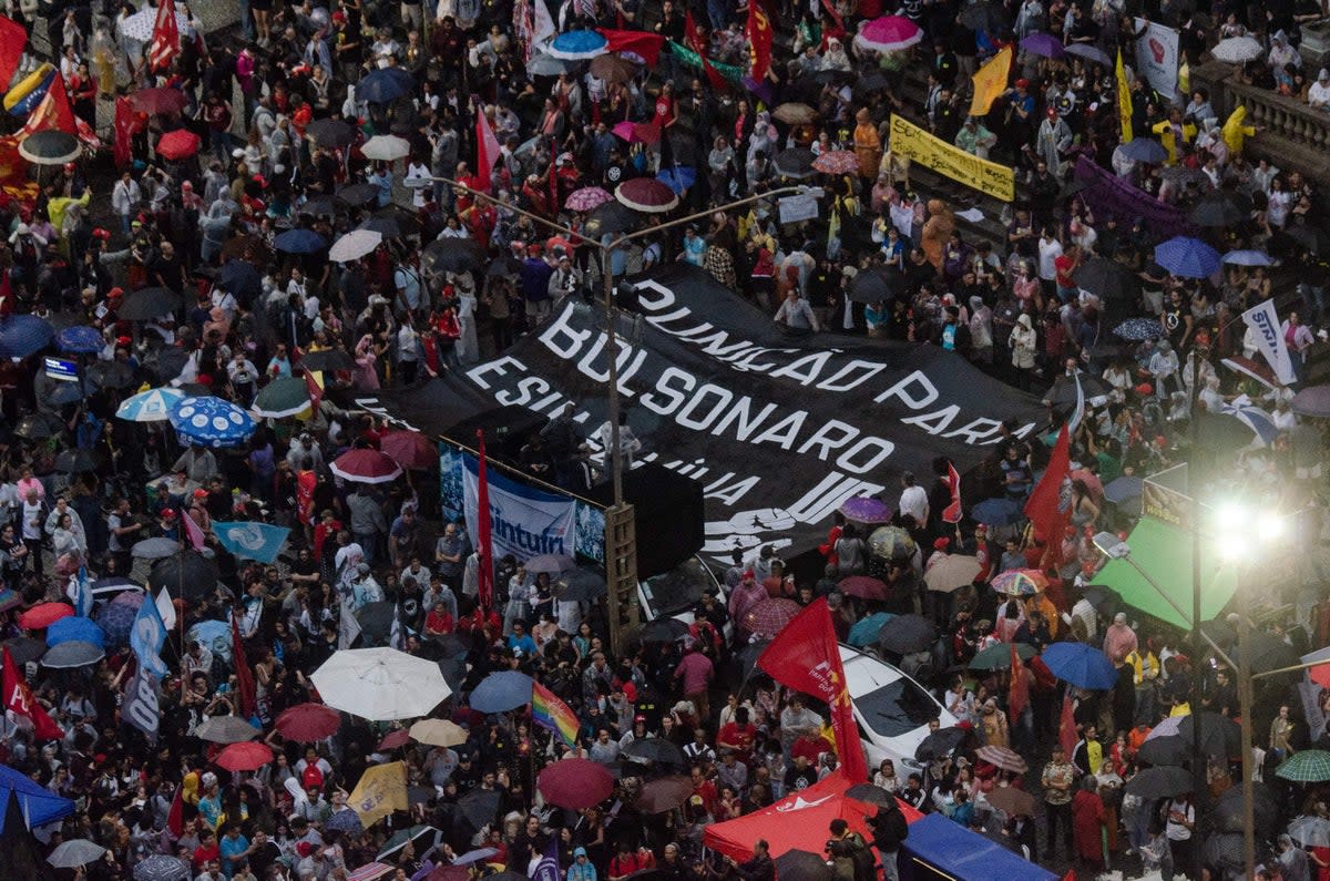 Pro-democracy supporters in Brazil   (AFP via Getty Images)