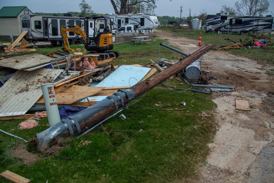 Storm damage at the Lake Palestine Marina