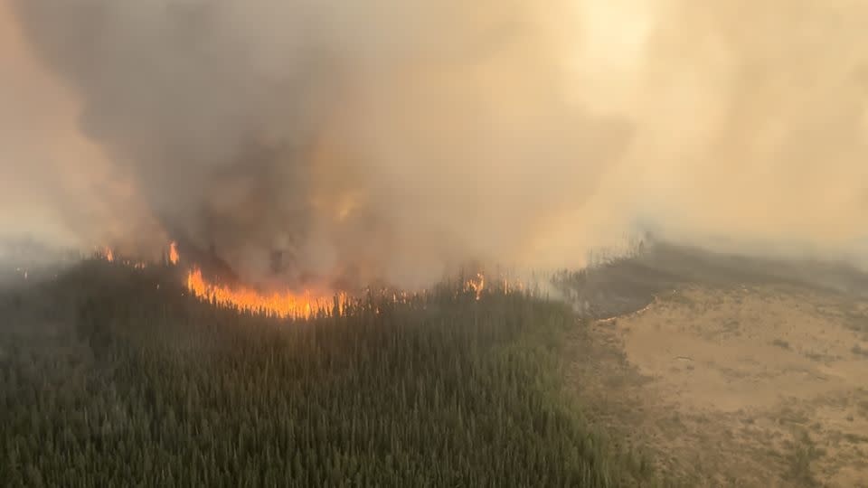 The east side of the Paskwa fire (HWF030) burns near Fox Lake, Alberta, Canada May 9, 2023. Alberta Wildfire/Handout via Reuters - Alberta Wildfire/Reuters