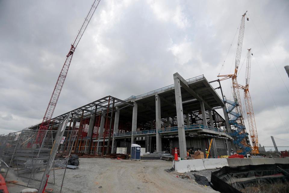 The expansion of the Savannah Convention Center begins to take shape as work continues on Hutchinson Island.