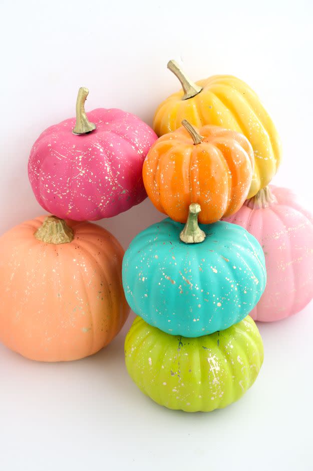 Gold-Splattered Painted Pumpkins