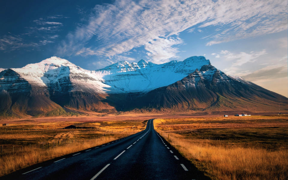 Beautiful mountains with dramatic sky along the ring road.