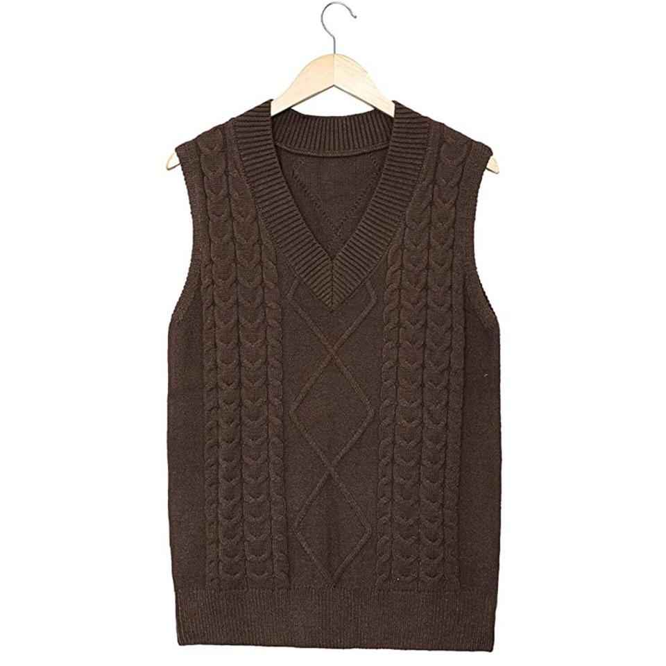 HOTAPEI Sweater Vest Women Oversized V Neck Sleeveless Sweater