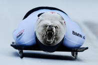 <p>INNSBRUCK, AUSTRIA – FEBRUARY 03: Barrett Martineau of Canada competes during the Men’s Skeleton first run of the BMW IBSF World Cup at Olympiabobbahn Igls on February 3, 2017 in Innsbruck, Austria. (Photo by Matthias Hangst/Getty Images For IBSF) </p>