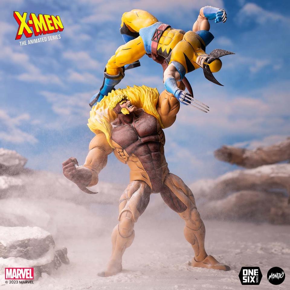 Sabretooth Mondo 1/6 scale figure in a fight with Wolverine.