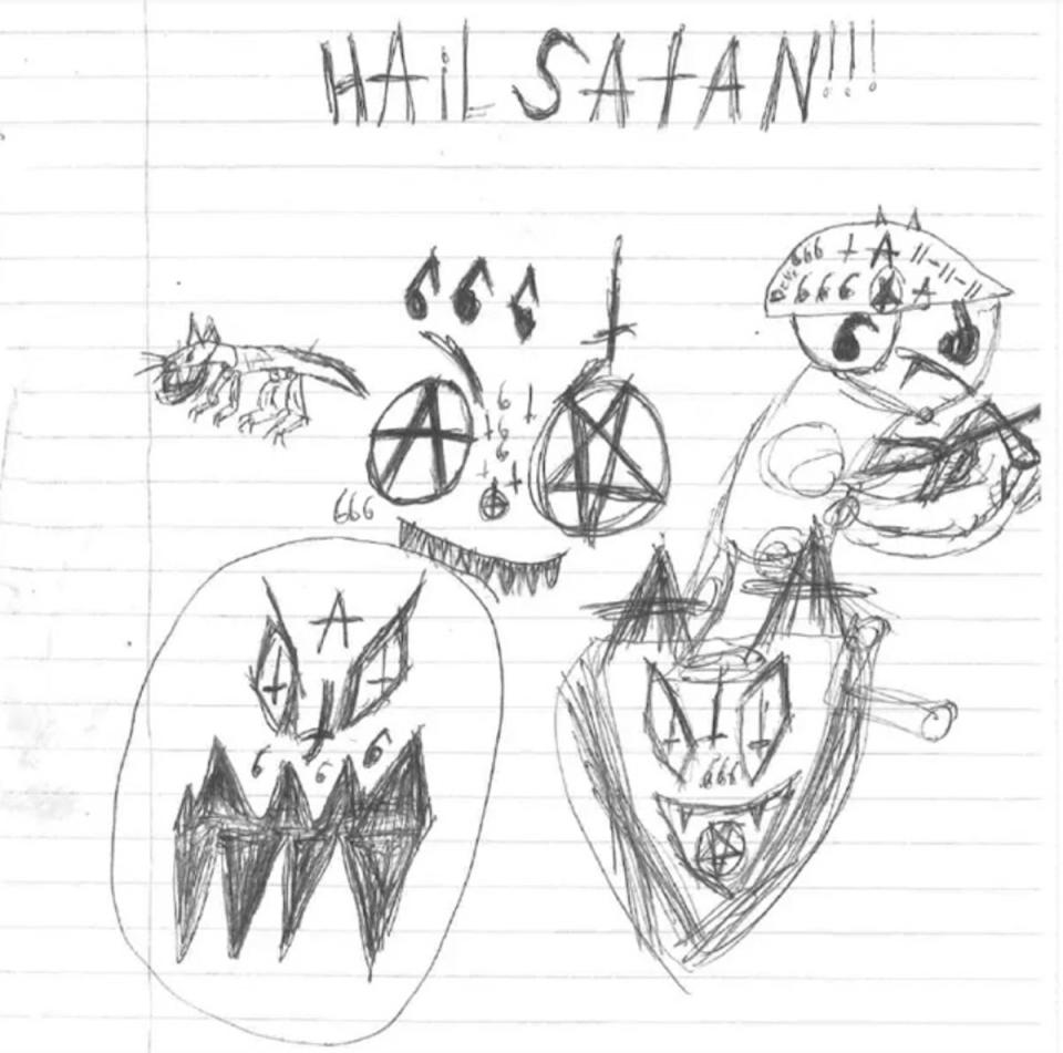 Nikolas Cruz’s jailhouse drawings of Satanic symbols (Local10)