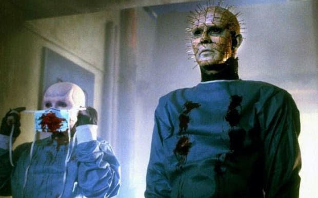 Doug Bradley as Pinhead with a Cenobite in "Hellbound: Hellraiser II"<p>Film Futures/New World Pictures</p>