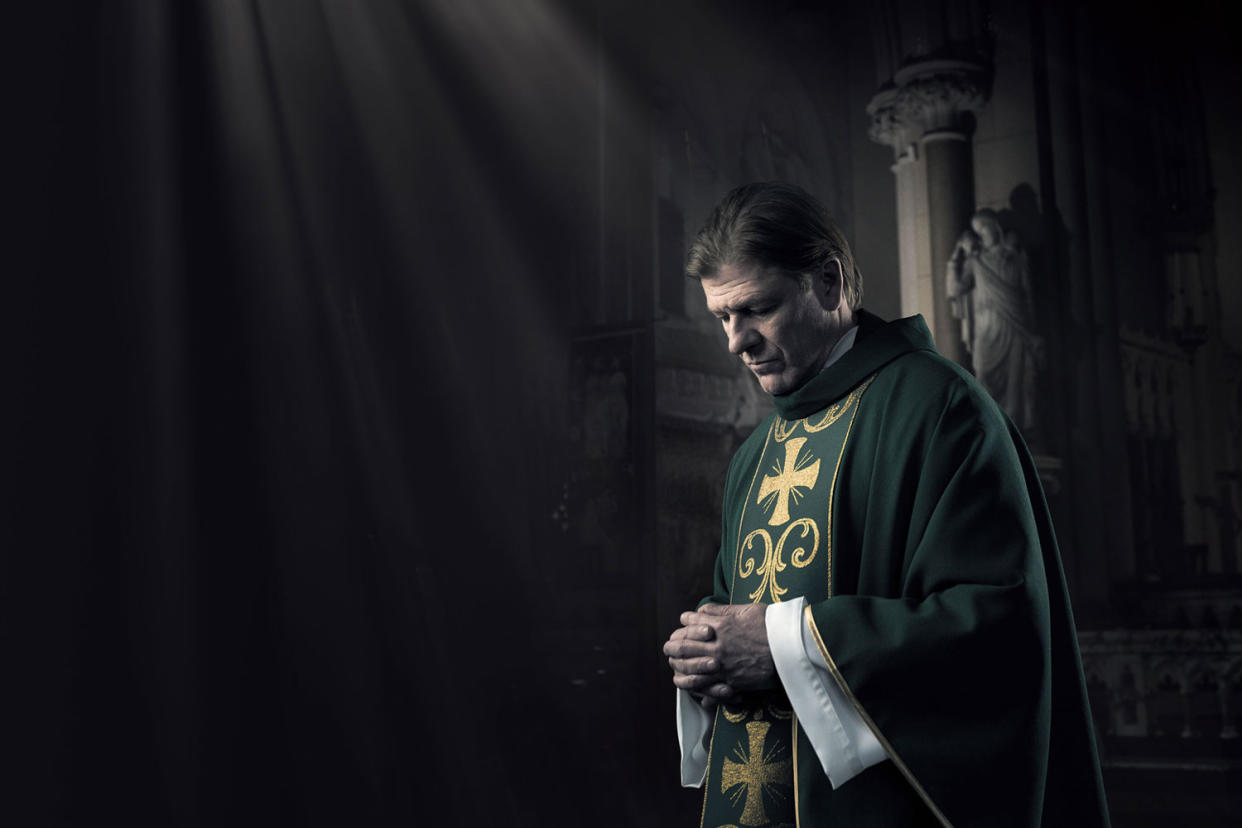 Pillar of the community: Sean Bean plays a priest in new BBC drama Broken: BBC