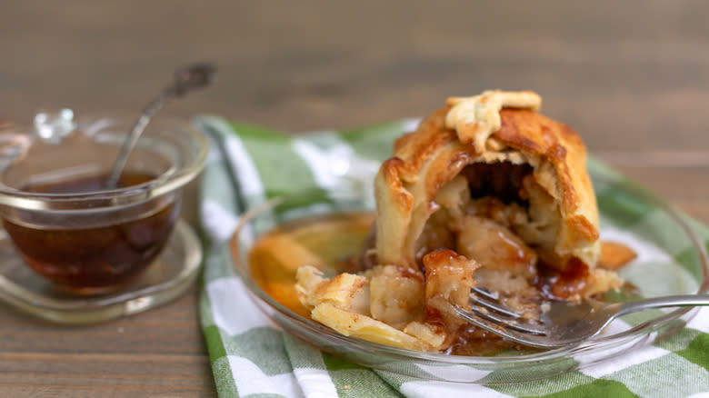 Apple dumpling on plate