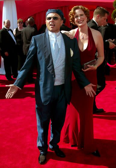 Joe Pantoliano and wife during 55th Annual Primetime Emmy Awards - Arrivals