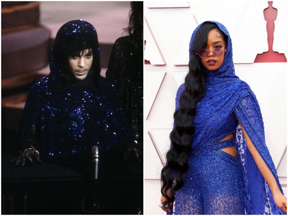 H.E.R. channeled Prince at the 2021 Oscars.