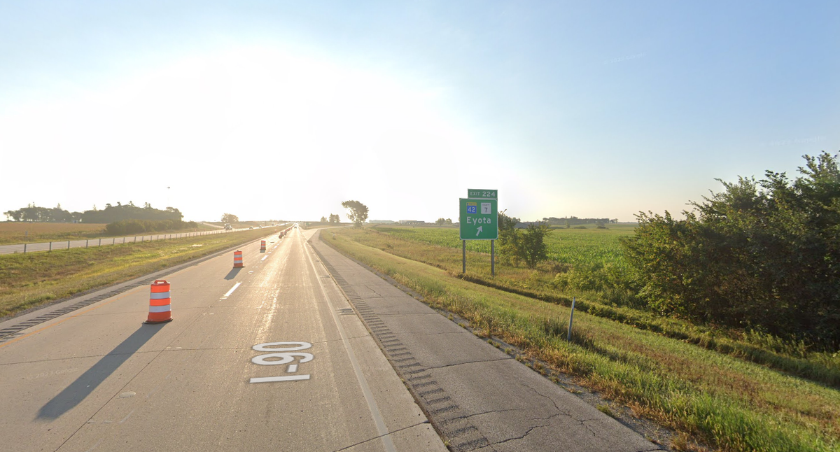 The single-vehicle accident occured on  Interstate 90, eastbound, near the Highway 42 Exit in Olmstead County, Minnesota (Google Maps)