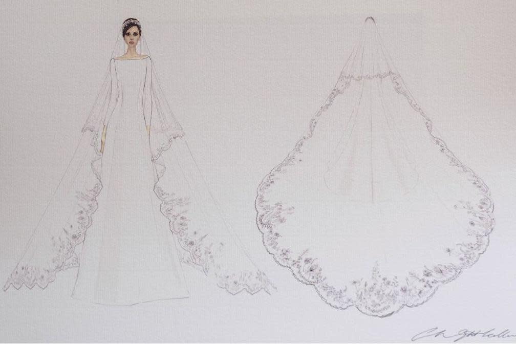 A sketch of Meghan Markle's wedding dress: Kensington Palace