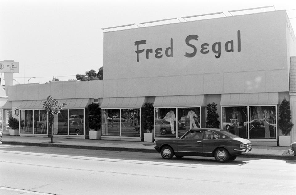 Exterior of Fred Segal Jeans, Footwear and Clothing Stores at 8100 Melrose Ave, Los Angeles, California