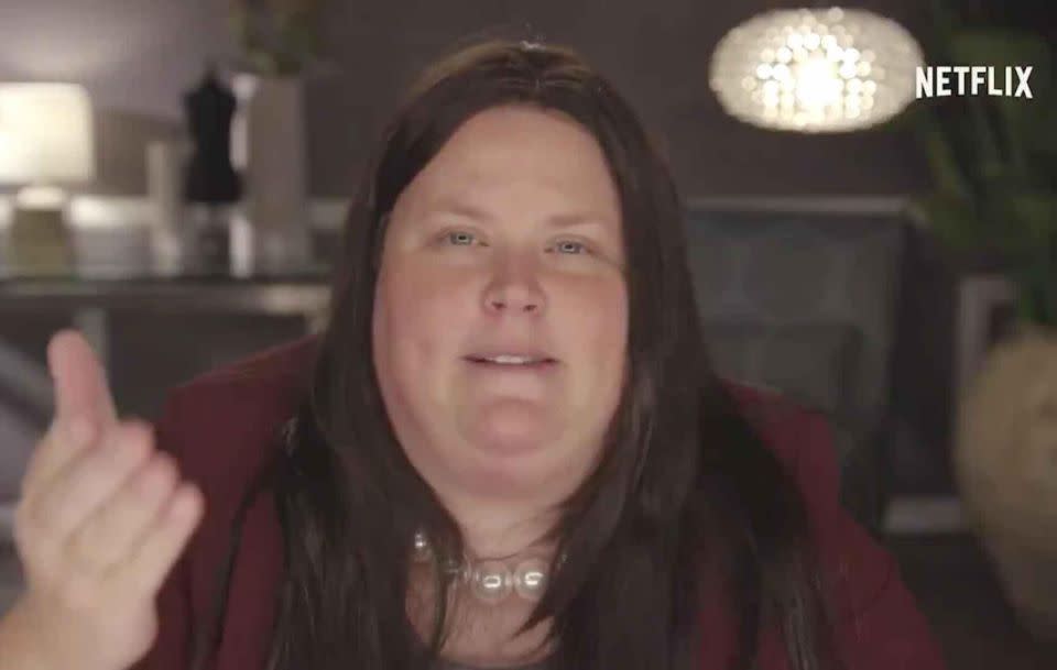 In the video, Fortune Feimster plays the White House press secretary Sarah Huckabee Sanders, mocking her weight and appearance in a fake makeup tutorial. Source: Netflix