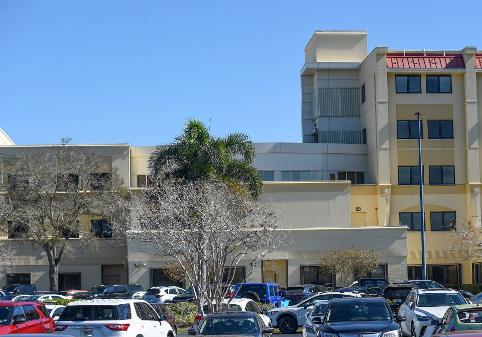 The north side of HCA Florida St. Lucie Hospital, 1800 S.E. Tiffany Ave., Port St. Lucie on Jan. 30, 2024. Plans for the hospital include adding two floors onto the three-story side of the building.