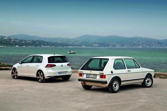 There is a world of difference between the mid-1970s VW Golf GTI Mk1 (right) and its Mk7 2012 upgrade (VW)