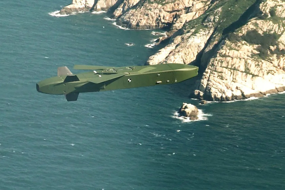 A handout image provided by the South Korean Defense Ministry shows a Taurus long-range air-to-surface missile fired from a South Korean Air Force F-15K fighter jet during an exercise on Sept. 12, 2017 in Taean-gun, South Korea. / Credit: South Korean Defense Ministry/Getty