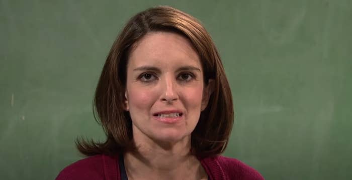 Tina Fey playing a teacher on "SNL" cringes