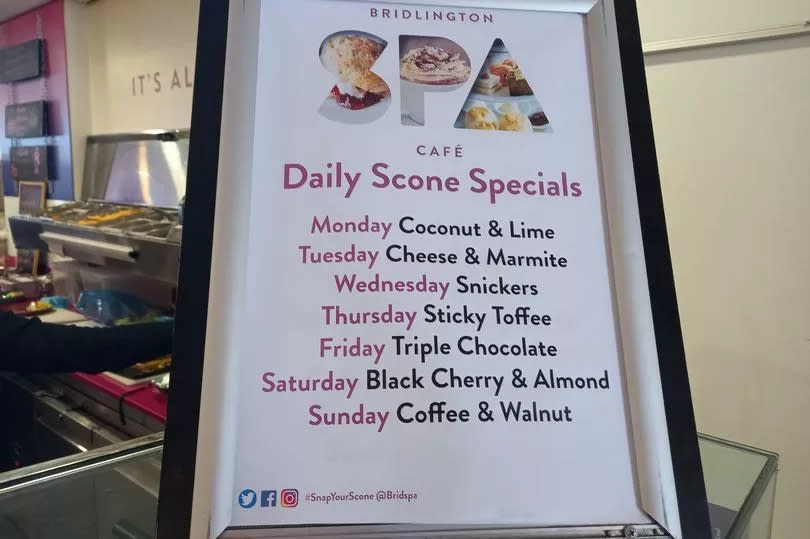 The Daily Scone Special menu at Bridlington Spa Cafe