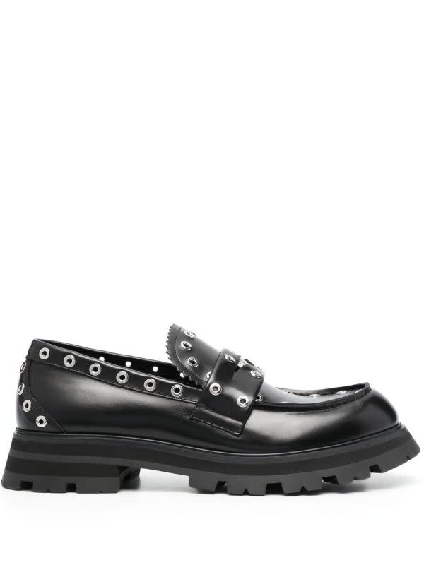 <p>Alexander McQueen Eyelet-Embellished Chunky Loafers, $790, <a href="https://rstyle.me/+zjlk2YnKwX5xn3sDbXzzmw" rel="nofollow noopener" target="_blank" data-ylk="slk:available here;elm:context_link;itc:0;sec:content-canvas" class="link ">available here</a></p>