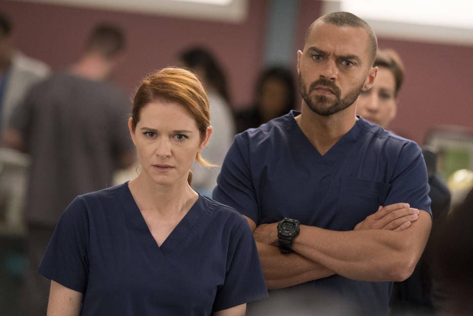Sarah Drew, pictured with Jesse Williams on "Grey's Anatomy," will play Cagney in a reboot of "Cagney &amp; Lacey." (Photo: Mitch Haaseth via Getty Images)