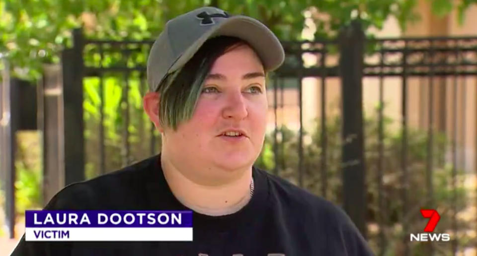 Victim Laura Dootson had purchased three T-shirts to give to loved ones and said she was ‘very angry’ about the theft. Source: 7 News