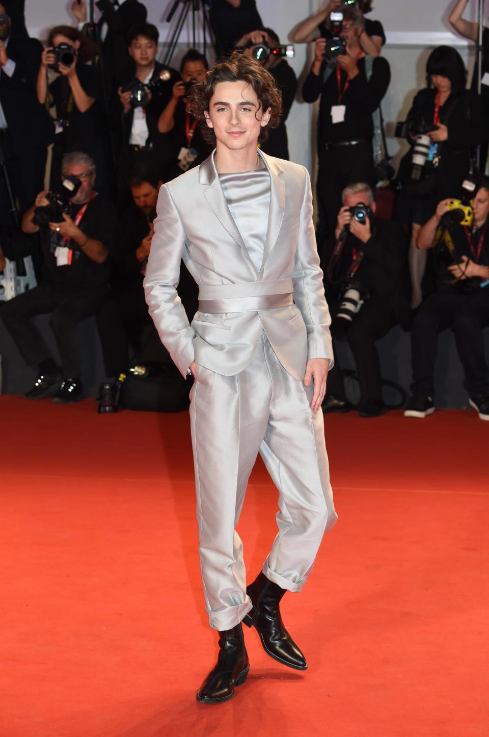 Timothee Chalamet attends "The King" red carpet