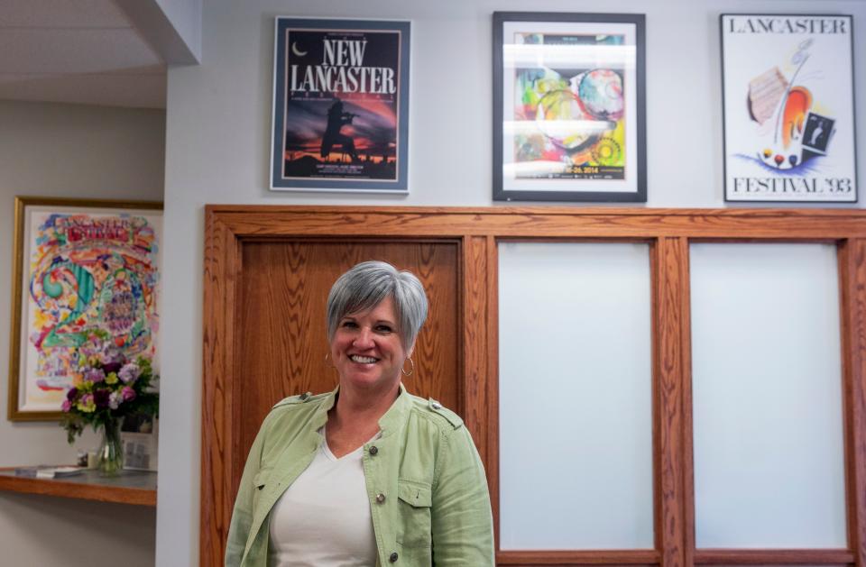 Deb Connell, executive director of the Lancaster Festival, inside of the Lancaster Festival office on April 22, 2024, in Lancaster, Ohio. The Lancaster Festival won the Non-Profit of the Year Award.