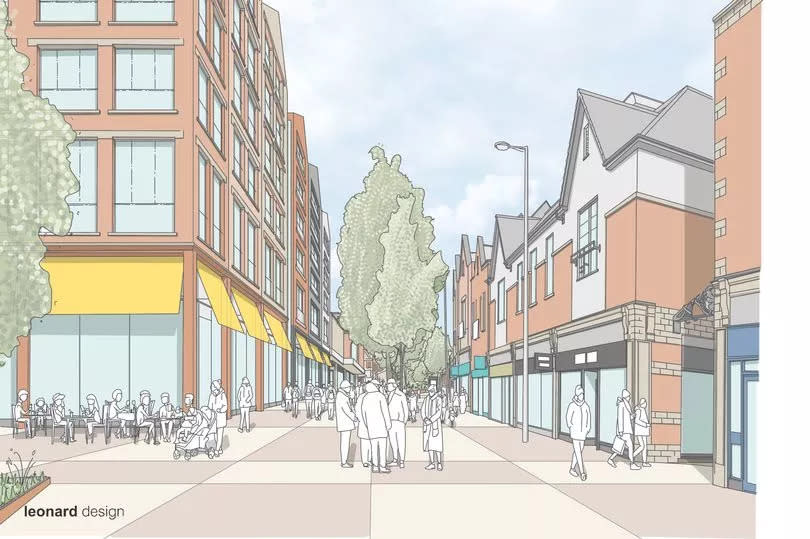 The Parade will have a different look with double-height shop fronts and homes above in the section that goes up to where Beaverbrooks jewellers is now - with just the middle section of the shopping centre not set to be redeveloped