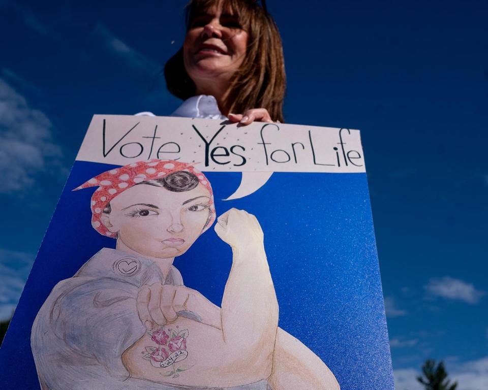 Kentucky Right to Life Executive Director Addia Wuchner attends a rally to add a permanent ban on abortion to Kentucky’s constitution on Oct. 1, 2022. <a href="https://media.gettyimages.com/photos/kentucky-right-to-life-executive-director-addia-wuchner-a-former-picture-id1243948821?s=612x612" rel="nofollow noopener" target="_blank" data-ylk="slk:Stefan Reynolds/AFP via Getty Images;elm:context_link;itc:0;sec:content-canvas" class="link ">Stefan Reynolds/AFP via Getty Images</a>