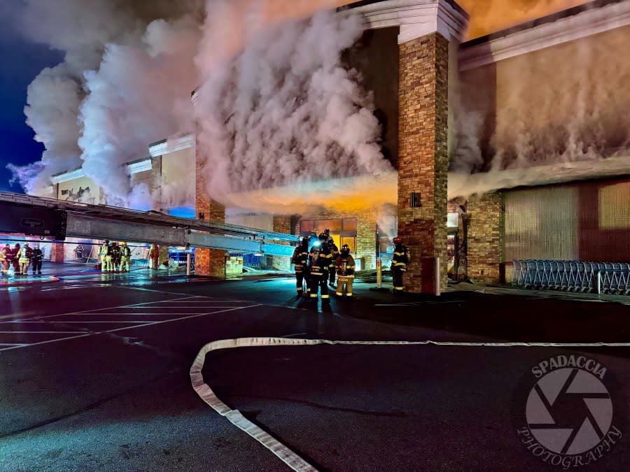 Crews battled the fire at Martin’s County Market for hours on Thursday morning, February 15, 2024. (Photo Courtesy: Zack Spadaccia)